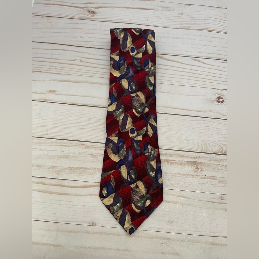 Via Condotti 100% Silk Tie Multicolor Geometric Tie